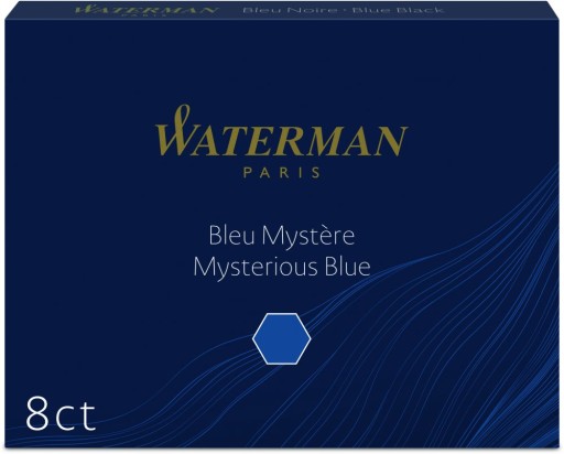Náboje do pera Waterman, dlhé, 8 ks, čierno-modré