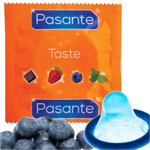 PASANTE BLUEBERRY kondómy s príchuťou BLUEBERRY, orálne, 10 ks.