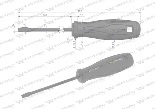 RM Skrutkovač plochý 5 x 100 mm. SVCM oceľ. Waryński