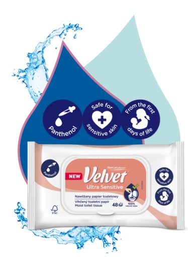 Velvet Ultra Sensitive vlhčený toaletný papier 48 ks