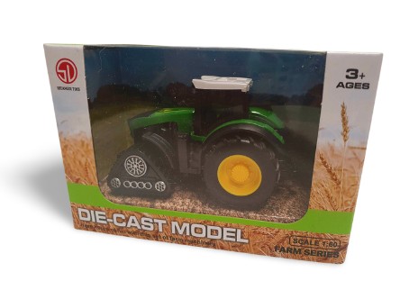 TRAKTOR S KOLEJAMI ZELENÝ 9CM 1:80 E1118 EMAJ