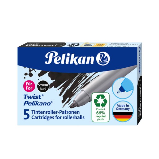 Náplne do guľôčkového pera Twist Griffix Pelikano, čierne, 5 ks