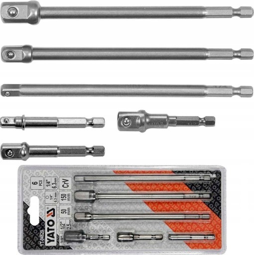 YATO ADAPTÉRY HEX REDUKCIE PRE ZÁSUVKY 1/4 3/8 1/2 5cm, 15cm