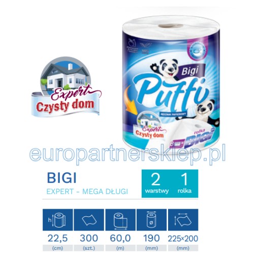 Papierová utierka Puffi BIGI Maxi a'1|60m|2war|skvelá kvalita! 100% celulóza*