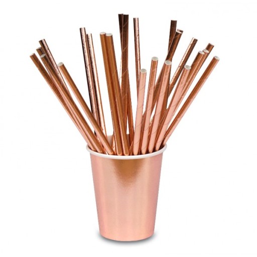 Papierové slamky 19,5 cm 10 ks Rose Gold 019R