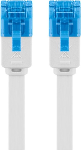 Sieťový patch kábel LAN RJ45 cat.6A plochý U/UTP, biely 0,5 m