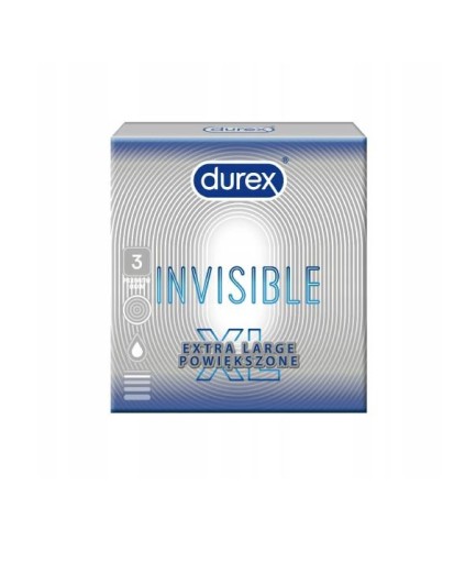 DUREX Invisible XL zväčšené KONDÓMY 3 ks