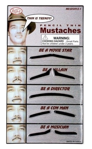 Gangster MUSTACHE Gangster 5 kusov 20. roky 40. roky 80. roky čierna samolepiaca retro