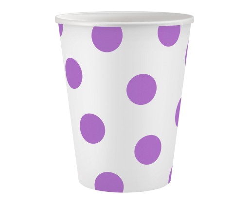 Papierové poháriky levanduľové bodky 250ml 6 ks