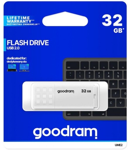 Goodram pendrive 32GB UME2 WHITE USB 2.0 čítanie 20 MB/s, zápis 5 MB/s