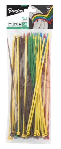 Sťahovacie pásky 3,6x250mm COLOR MIX 100ks TSM51136250