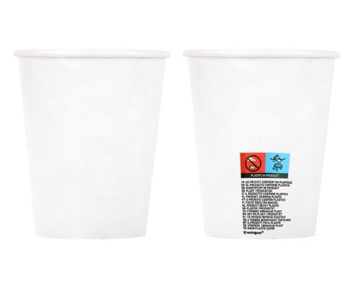 Biele hladké papierové poháre univerzálne 270 ml 8 ks.