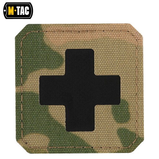 Nášivka na suchý zips MEDIC CROSS LASER CUT M-TAC Medyka Cross Multicam - čierna
