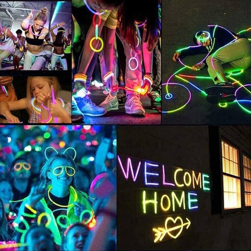 Svietiace náramky, fluorescenčné náramky, 10 ks