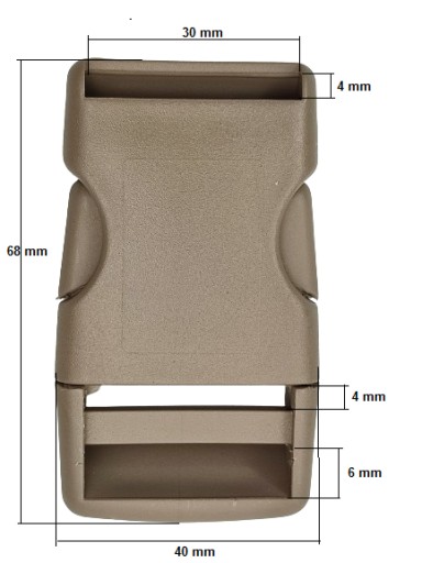 Plastová patentka 30 mm na opasok, 1 ks, béžová