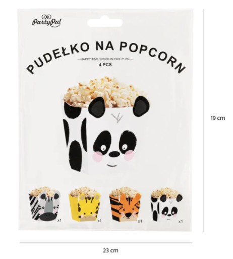 Krabičky na pukance Zvieratá 4 ks