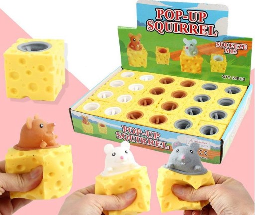 Gniotek myš v syre senzorická antistresová Squishy pop-up CHEESE