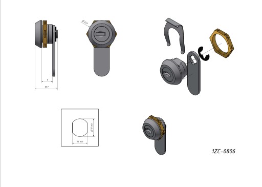 CAM LOCK PRE POŠTOVNÚ SCHRÁNKU, KAZETU, INÝ KÓD, 9 mm