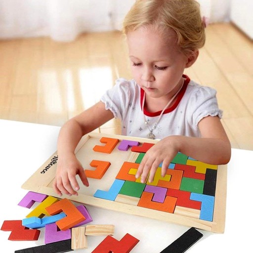 MONTESSORI DREVENÉ TETRIS BLOCKS MONTESORI TANGRAM PUZZZZ