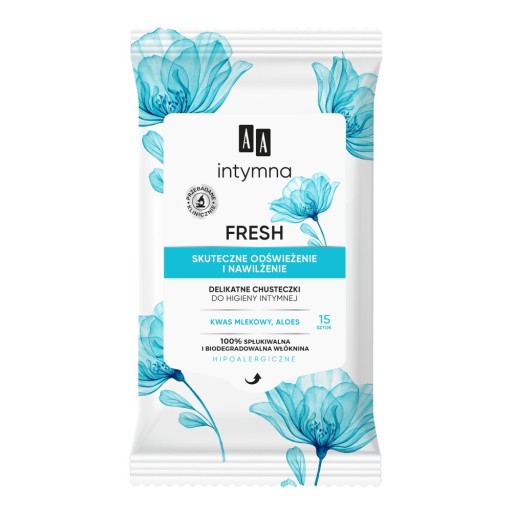 AA Intimate Delicate Fresh obrúsky na intímnu hygienu 15 ks