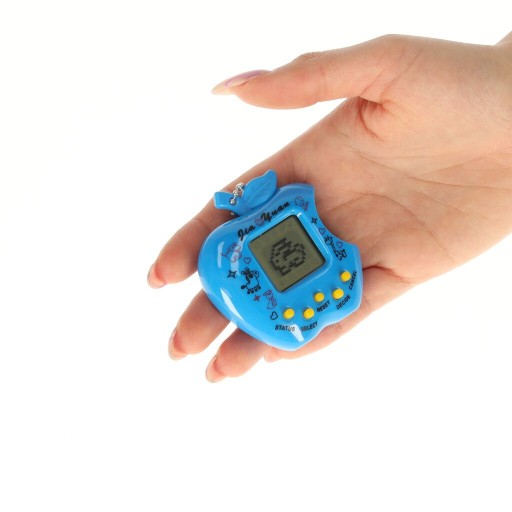 Hračka Tamagotchi, elektronická hra s modrým jablkom