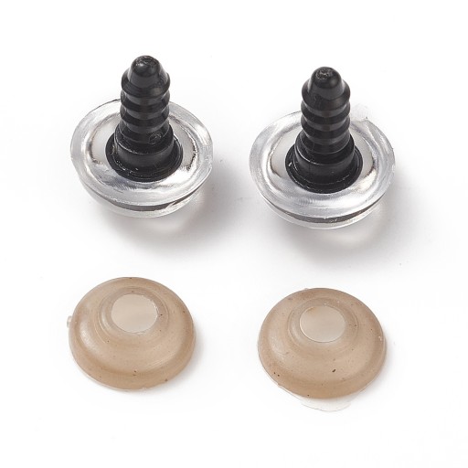 Oči pre hračky maskota so závitom a svorkou 10 párov 14 mm čierna priehľadná