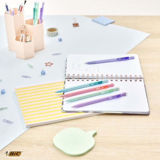 BIC MATIC PASTELOVÁ SÚPRAVA MECHANICKÝCH CERUŽEK S GUMA ODOLNÝ LEHKÝ x5
