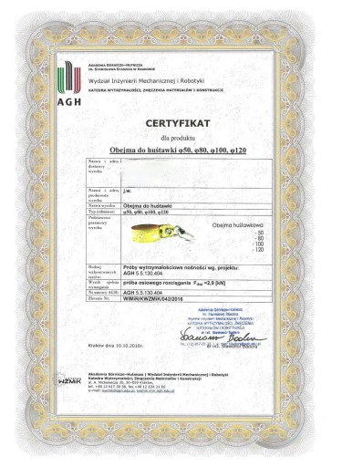 SWING CLAMP FI 100 montážny CERTIFIKÁT