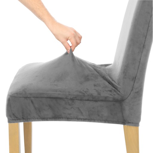 SIVÁ ELASTICKÝ VELÚROVÝ POTAH NA STOLIČKU