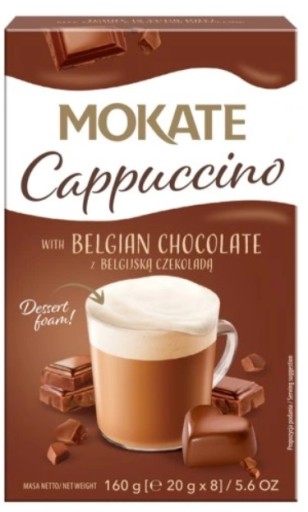 1x 160g MOKATE Cappuccino s belgickou čokoládou vo vrecúškach (8x 20g)