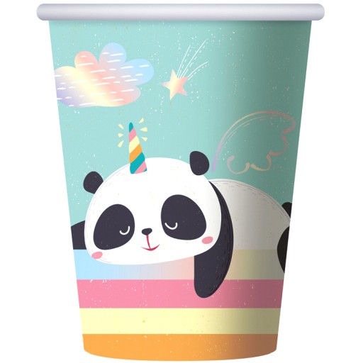 Papierové poháre PANDA, dúha, MEDVEĎ, narodeniny, farebné narodeniny, PARTY 6