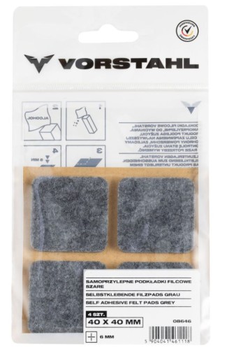 Samolepiace plstené podložky šedé 40x40mm balenie 4 ks - VORSTAHL