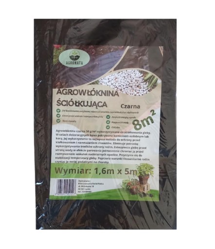 Čierna agrotextília mulčovacia proti burine 1,6m x 5m Agrotextília 8m2