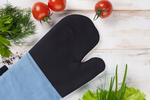 KUCHYNSKÁ RUKAVICA, modrá, bavlnená, ochranná proti horúcemu riadu