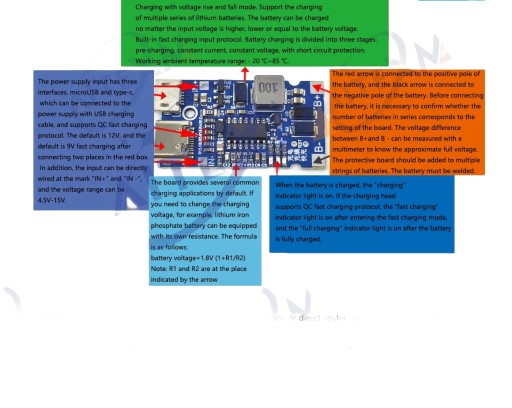 Nabíjačka BMS 2S 4,5V-15V 18W 2A s podporou rýchleho nabíjania QC Micro + C
