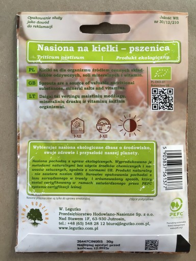 Semená na nakličovanie pšenice obyčajnej 30g BIO - Semená - W. Legutko