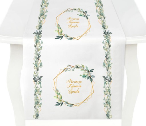 Communion Table Runner Listy Eukalyptový hostiteľ Obrus Communion Hexagon