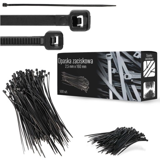 500x sťahovacie pásky Káblové pásky Zipsy 2,5 x 160 mm Silné UV sťahovacie pásky
