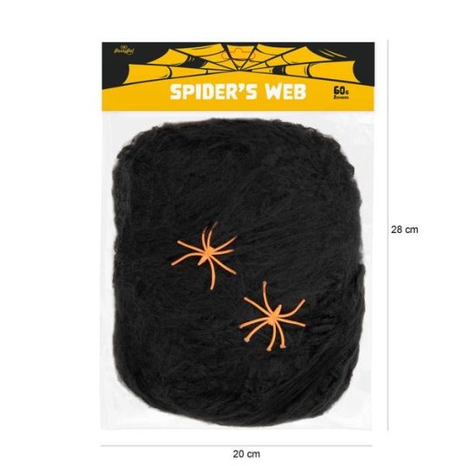 Halloweenska dekoračná pavučina + pavúky, čierna, 60g
