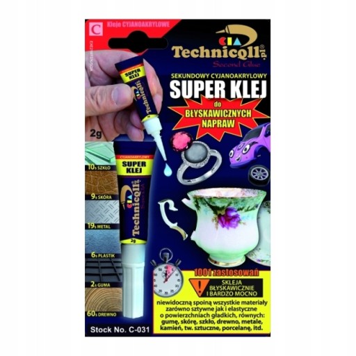 SUPER KYANOAKRYLÁTOVÉ LEPIDLO PRE OKAMŽITÉ OPRAVY V SEKÚNDÁCH C-031 2g
