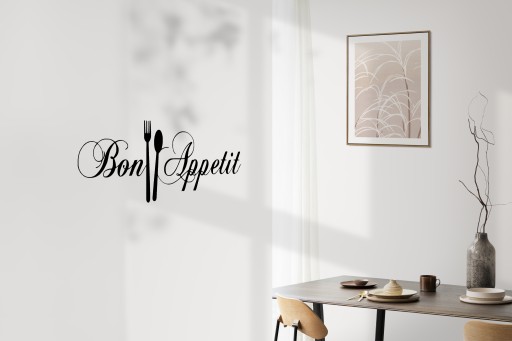 Malá čierna nálepka na stenu do kuchyne jedáleň BON APPETIT