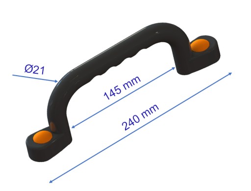 SLNKO - IHRISKO RÚČKY 240 mm - 2 ks SO SKRUTKAMI ČIERNA OG