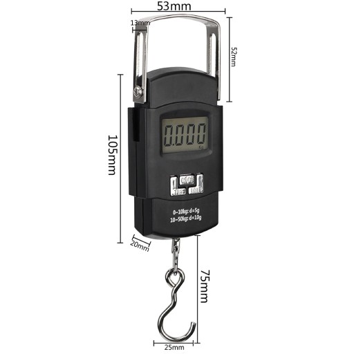 HÁČKOVÁ RYBÁRSKA CESTOVNÁ VÁHA NA BATOŽINU LCD 50 kg