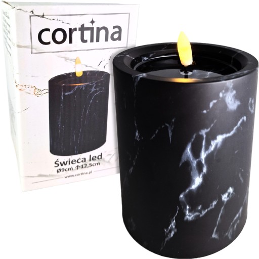 Mramorová EFFECT LED sviečka 12,5 cm 9,5 DEKORATÍVNA čierna