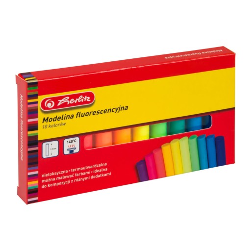 Fluo modelovacia hmota, 10 farieb, 7,5 cm, HERLITZ