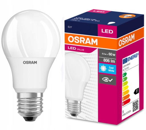LED VALUE Žiarovka 8,5W 806lm 4000K E27 NW 4052899973381