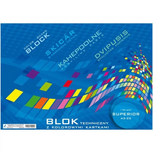 FAREBNÝ ŠKOLSKÝ TECHNICKÝ BLOK A3 25 LISTOV 170g/m2 HMOTN.