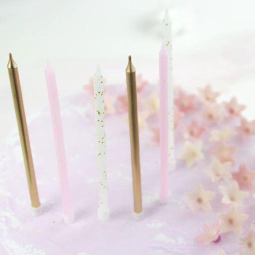 Narodeninové sviečky 3 farby White Pink Gold 6 ks.