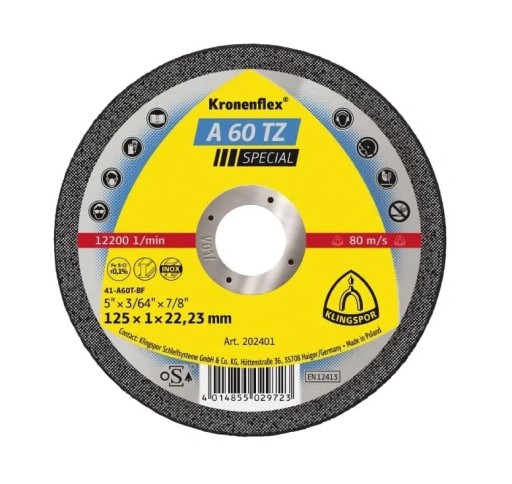Klingspor rezací kotúč na kov 115x1x22,23mm A60TZ 202400