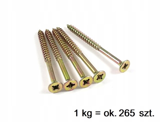 Skrutky do dreva kalené 4x70 mm 1kg POZINKOVANÉ, zlatožlté